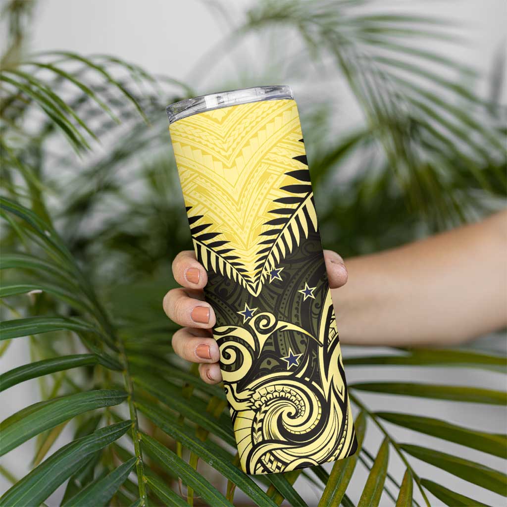 Aotearoa Skinny Tumbler Maori Kiwi Yellow Fern