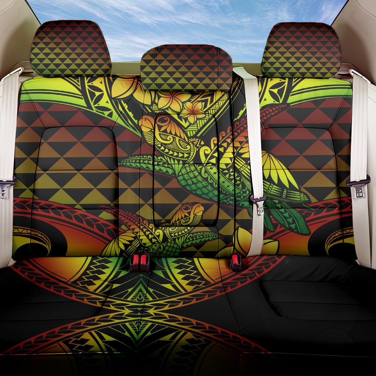 Hawaii Turtle Back Car Seat Cover Aloha Kakau Reggae Polynesian Pattern