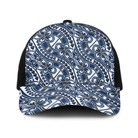 Hibiscus Bloom Island Tribal Waves Baseball Net Cap Blue Polynesian Pattern LT01 One Size Black Blue - Polynesian Pride