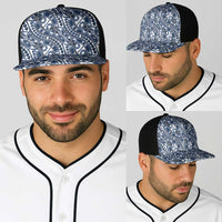 Hibiscus Bloom Island Tribal Waves Baseball Net Cap Blue Polynesian Pattern LT01 - Polynesian Pride