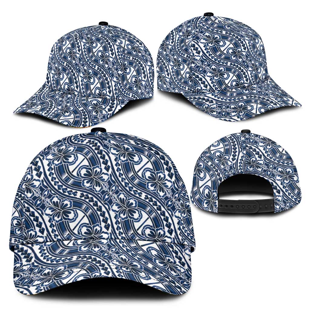 Hibiscus Bloom Island Tribal Waves Classic Cap Blue Polynesian Pattern LT01 - Polynesian Pride