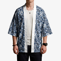 Hibiscus Bloom Island Tribal Waves Kimono Blue Polynesian Pattern LT01 - Polynesian Pride