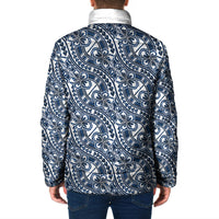 Hibiscus Bloom Island Tribal Waves Padded Jacket Blue Polynesian Pattern LT01 - Polynesian Pride
