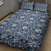 Hibiscus Bloom Island Tribal Waves Quilt Bed Set Blue Polynesian Pattern LT01 - Polynesian Pride