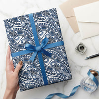 Hibiscus Bloom Island Tribal Waves Wrapping Paper Blue Polynesian Pattern LT01 - Polynesian Pride