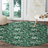 Hibiscus Bloom Island Tribal Waves Round Carpet Green Polynesian Pattern LT01 - Polynesian Pride