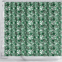 Hibiscus Bloom Island Tribal Waves Shower Curtain Green Polynesian Pattern LT01 - Polynesian Pride