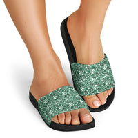 Hibiscus Bloom Island Tribal Waves Slide Sandals Green Polynesian Pattern LT01 - Polynesian Pride