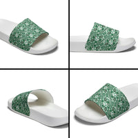 Hibiscus Bloom Island Tribal Waves Slide Sandals Green Polynesian Pattern LT01 - Polynesian Pride