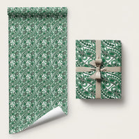 Hibiscus Bloom Island Tribal Waves Wrapping Paper Green Polynesian Pattern LT01 58" × 23" Green - Polynesian Pride