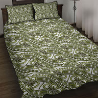 Hibiscus Bloom Island Tribal Waves Quilt Bed Set Olive Green Polynesian Pattern LT01 Olive Green - Polynesian Pride