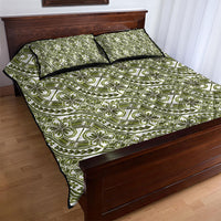 Hibiscus Bloom Island Tribal Waves Quilt Bed Set Olive Green Polynesian Pattern LT01 - Polynesian Pride