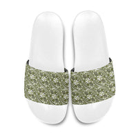 Hibiscus Bloom Island Tribal Waves Slide Sandals Olive Green Polynesian Pattern LT01 Olive Green - Polynesian Pride
