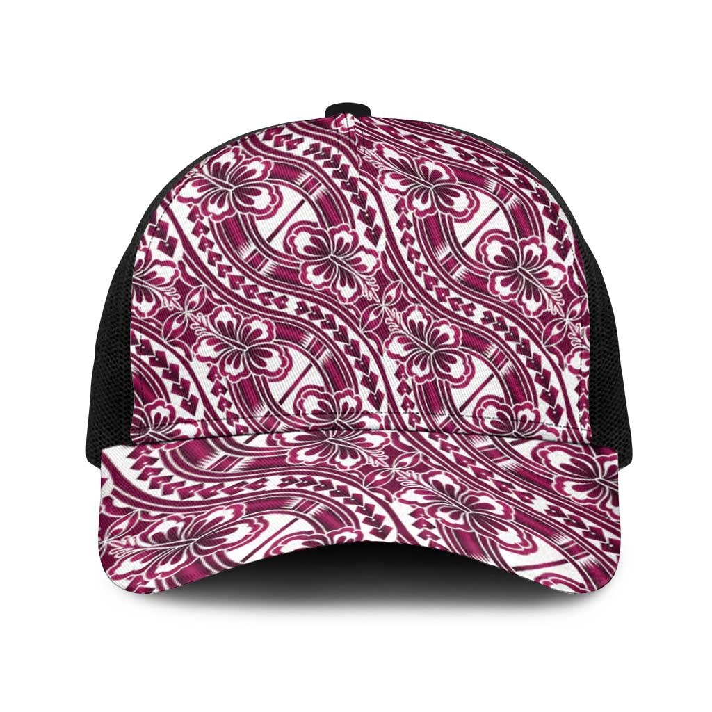 Hibiscus Bloom Island Tribal Waves Baseball Net Cap Pink Polynesian Pattern LT01 One Size Black Pink - Polynesian Pride