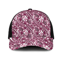 Hibiscus Bloom Island Tribal Waves Mesh Trucker Cap Pink Polynesian Pattern LT01 One Size Black Pink - Polynesian Pride