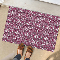 Hibiscus Bloom Island Tribal Waves Rubber Doormat Pink Polynesian Pattern LT01 - Polynesian Pride