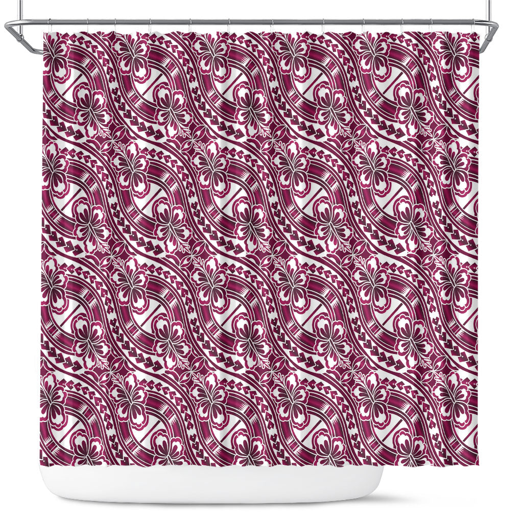 Hibiscus Bloom Island Tribal Waves Shower Curtain Pink Polynesian Pattern LT01 Pink - Polynesian Pride