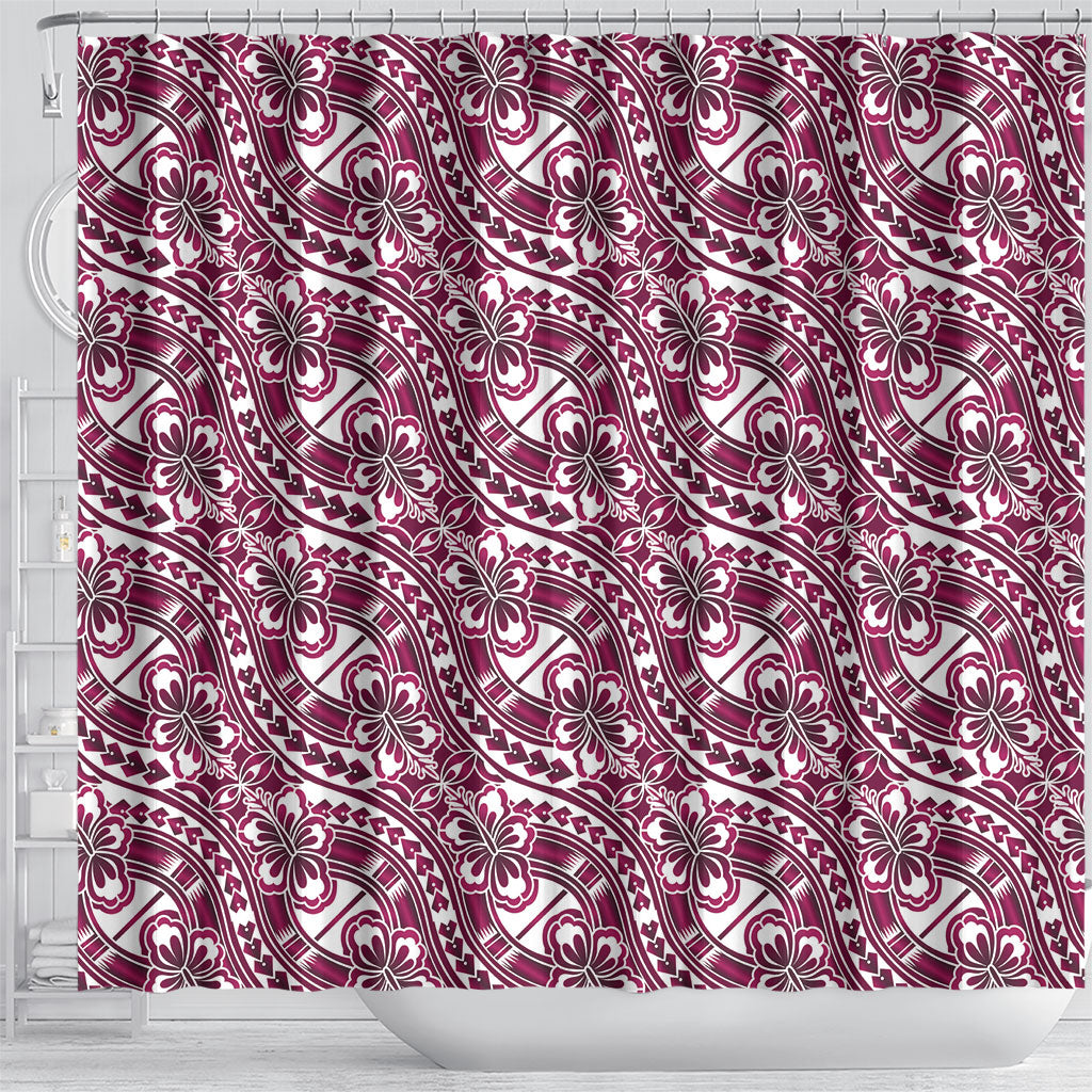 Hibiscus Bloom Island Tribal Waves Shower Curtain Pink Polynesian Pattern LT01 - Polynesian Pride