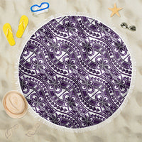Hibiscus Bloom Island Tribal Waves Beach Blanket Purple Polynesian Pattern LT01 One Size 150cm Purple - Polynesian Pride