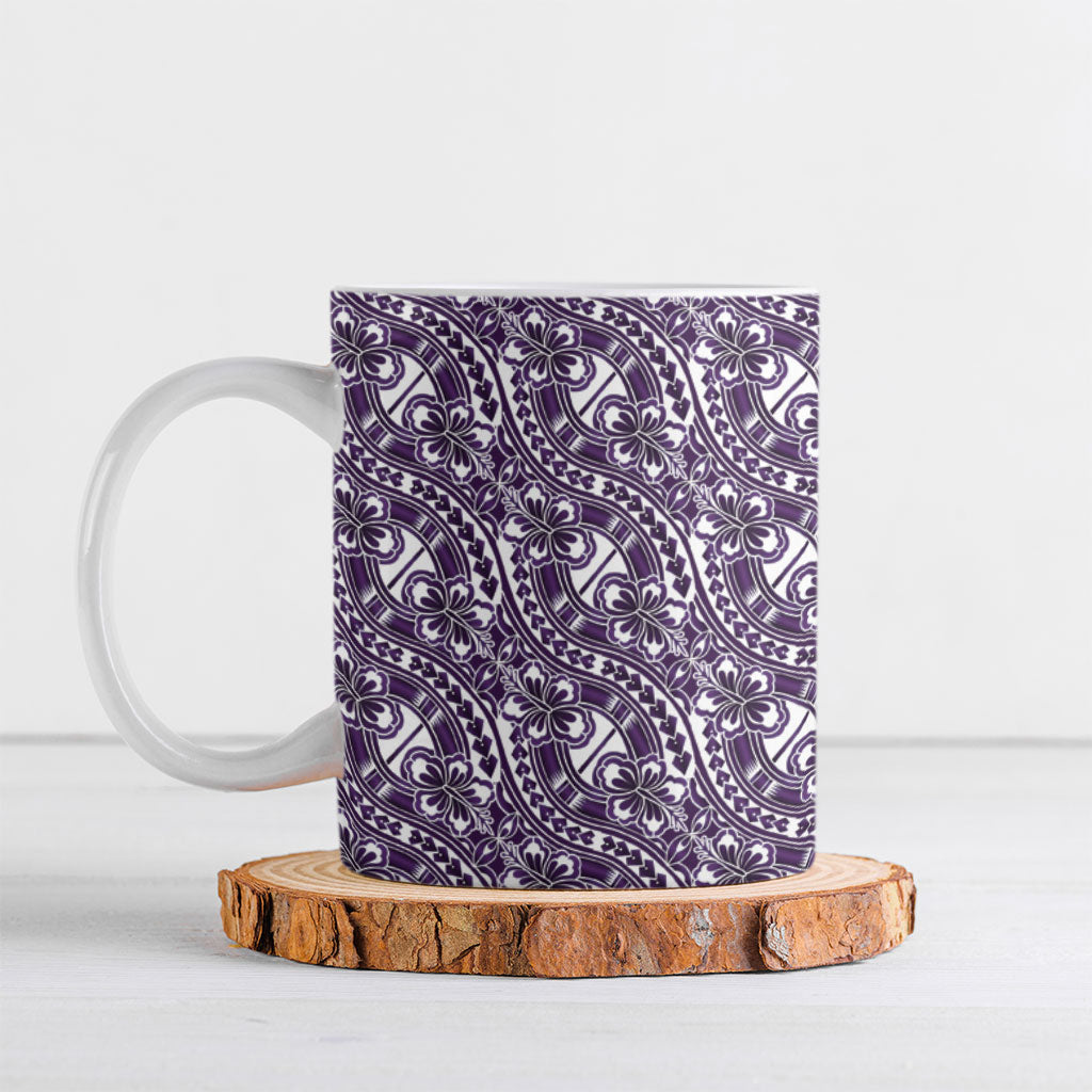 Hibiscus Bloom Island Tribal Waves Ceramic Mug Purple Polynesian Pattern LT01 Purple - Polynesian Pride