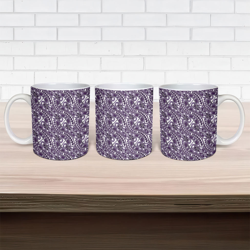 Hibiscus Bloom Island Tribal Waves Ceramic Mug Purple Polynesian Pattern LT01 - Polynesian Pride
