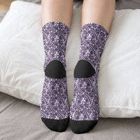 Hibiscus Bloom Island Tribal Waves Crew Socks Purple Polynesian Pattern LT01 - Polynesian Pride