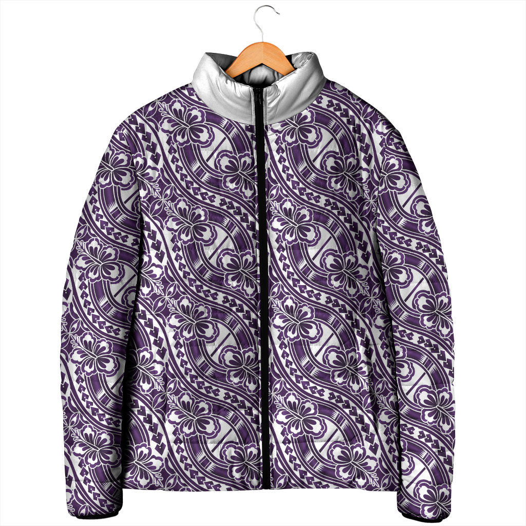 Hibiscus Bloom Island Tribal Waves Padded Jacket Purple Polynesian Pattern LT01 - Polynesian Pride