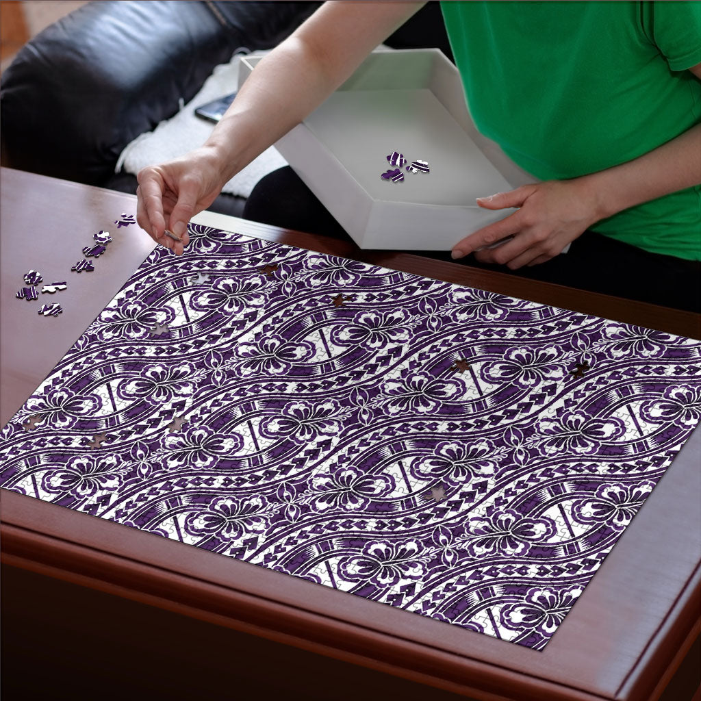 Hibiscus Bloom Island Tribal Waves Puzzle Purple Polynesian Pattern LT01 - Polynesian Pride