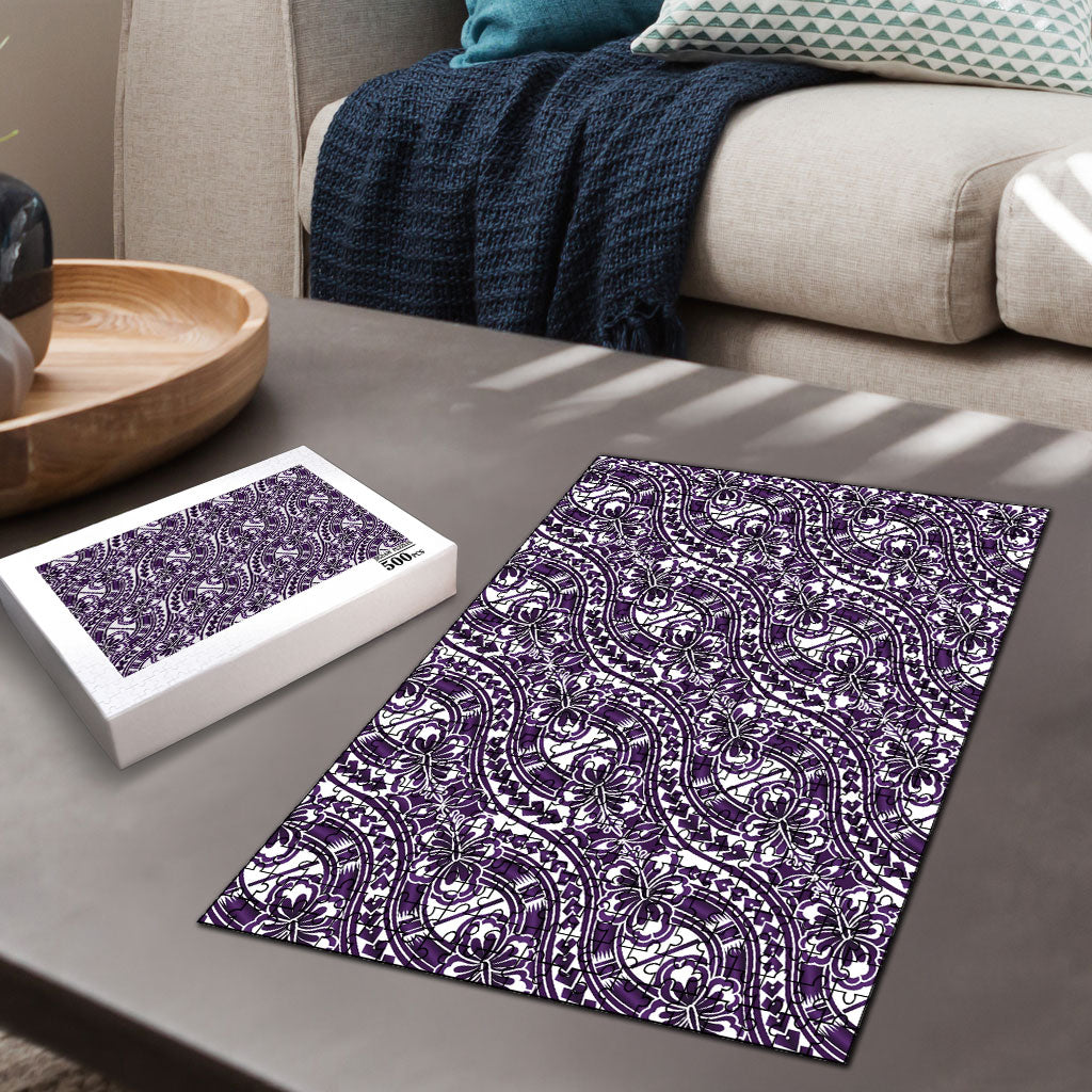 Hibiscus Bloom Island Tribal Waves Puzzle Purple Polynesian Pattern LT01 - Polynesian Pride