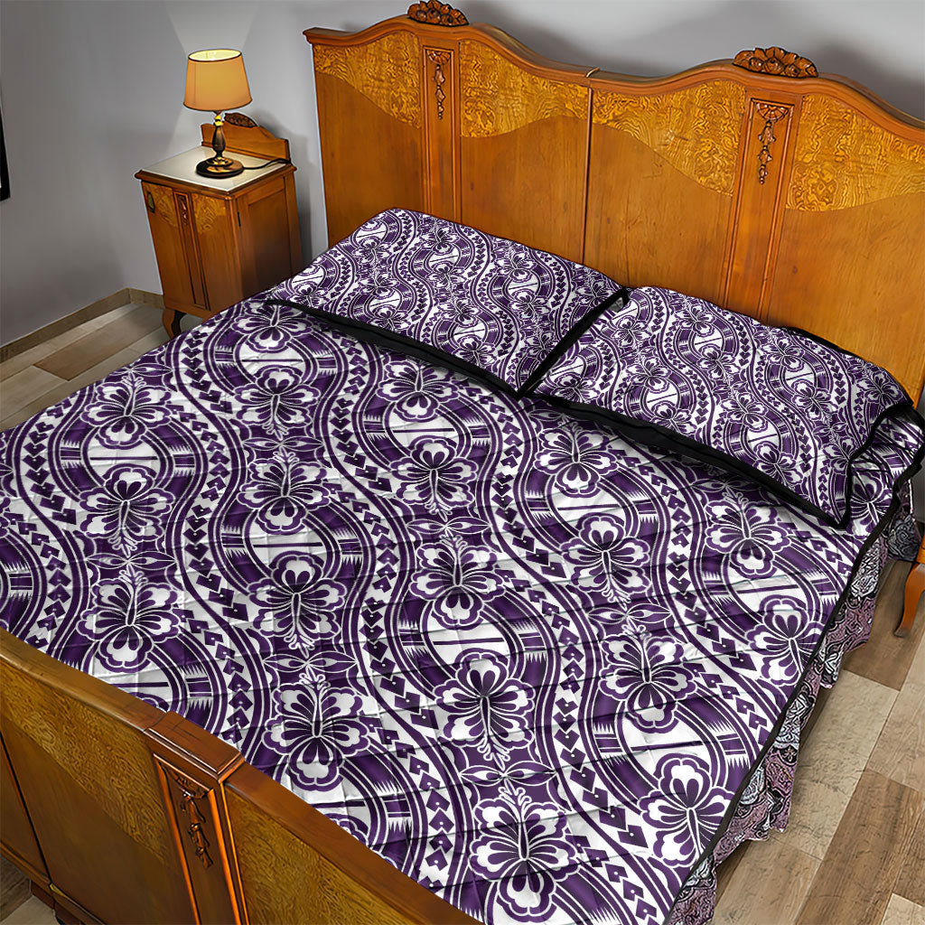 Hibiscus Bloom Island Tribal Waves Quilt Bed Set Purple Polynesian Pattern LT01 - Polynesian Pride