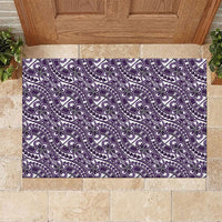 Hibiscus Bloom Island Tribal Waves Rubber Doormat Purple Polynesian Pattern LT01 Purple - Polynesian Pride