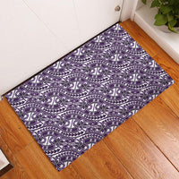 Hibiscus Bloom Island Tribal Waves Rubber Doormat Purple Polynesian Pattern LT01 - Polynesian Pride