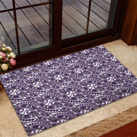 Hibiscus Bloom Island Tribal Waves Rubber Doormat Purple Polynesian Pattern LT01 - Polynesian Pride