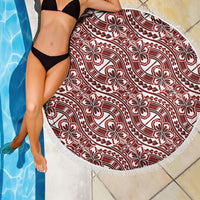 Hibiscus Bloom Island Tribal Waves Beach Blanket Red Polynesian Pattern LT01 - Polynesian Pride