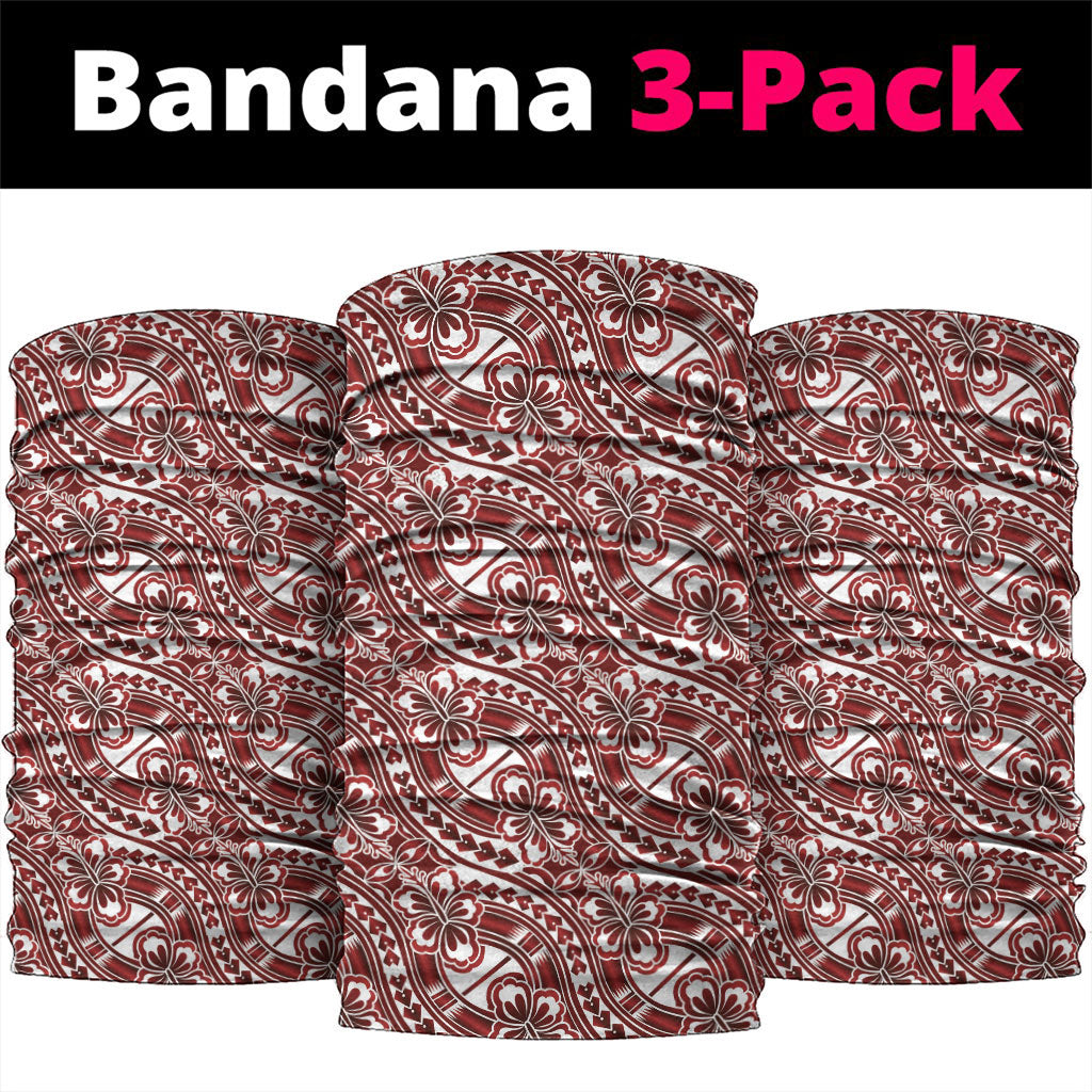 Hibiscus Bloom Island Tribal Waves Neck Gaiter Red Polynesian Pattern LT01 package One Size: 25*50cm Red - Polynesian Pride