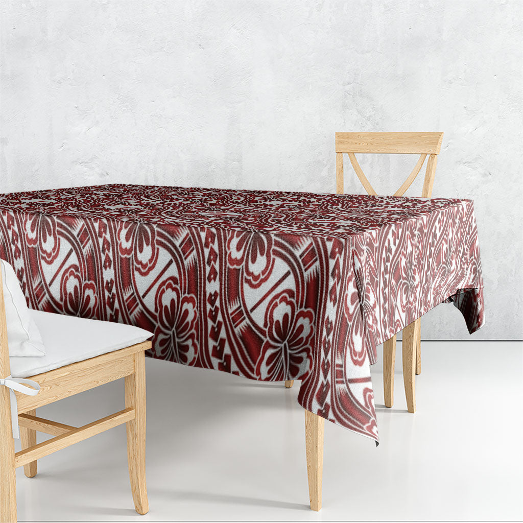 Hibiscus Bloom Island Tribal Waves Tablecloth Red Polynesian Pattern LT01 - Polynesian Pride