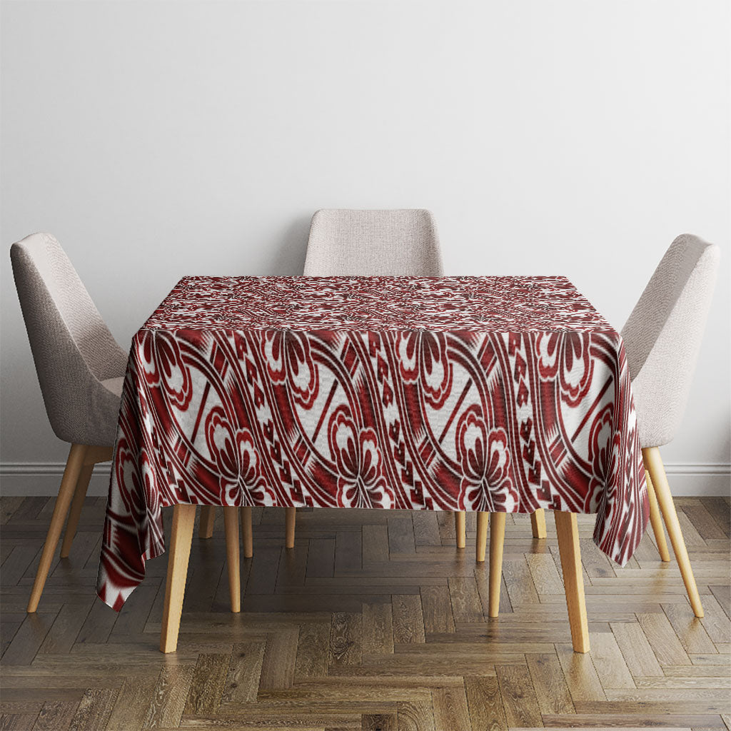 Hibiscus Bloom Island Tribal Waves Tablecloth Red Polynesian Pattern LT01 - Polynesian Pride