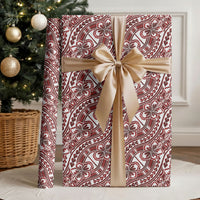 Hibiscus Bloom Island Tribal Waves Wrapping Paper Red Polynesian Pattern LT01 - Polynesian Pride