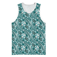 Hibiscus Bloom Island Tribal Waves Basketball Jersey Teal Polynesian Pattern LT01 Unisex Teal - Polynesian Pride