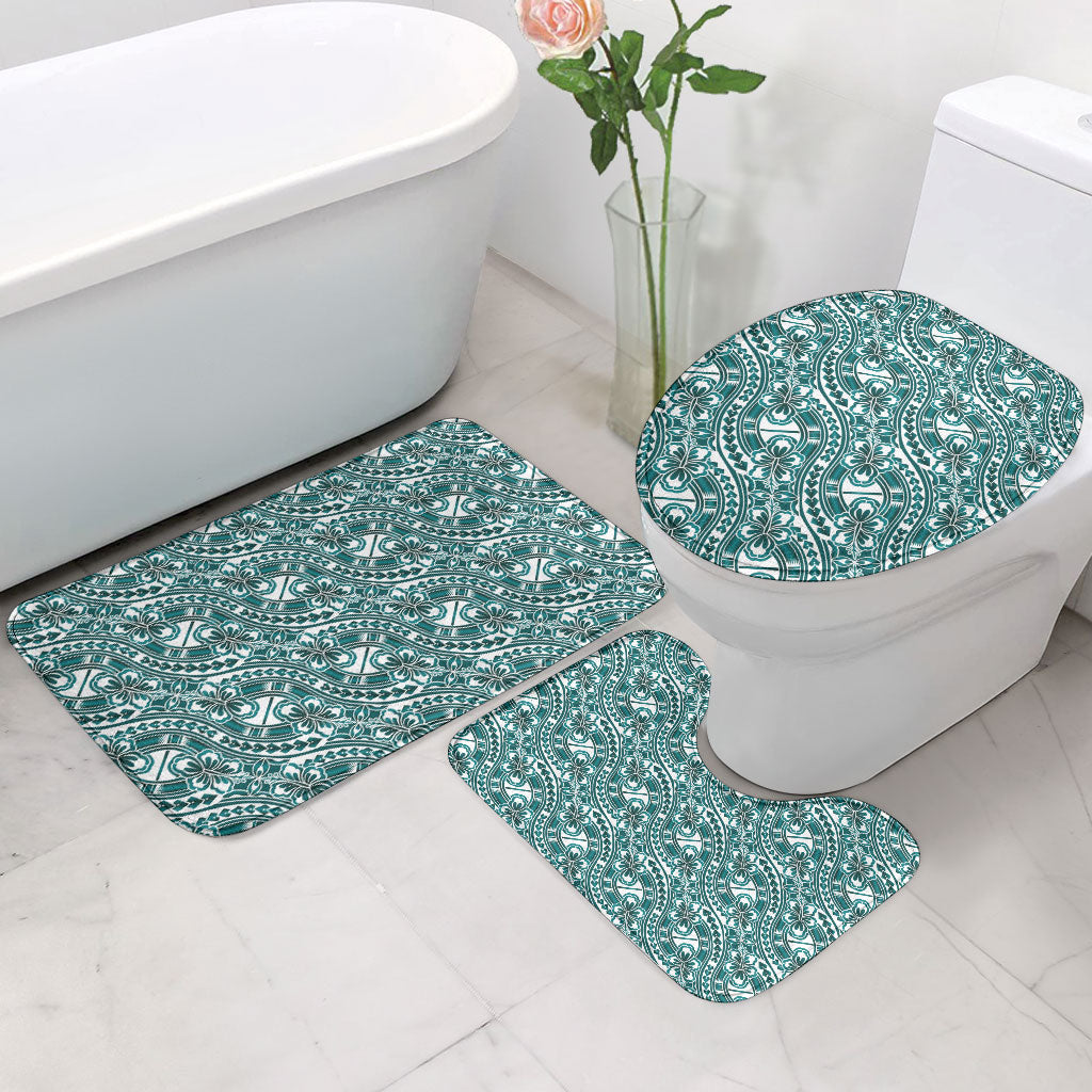 Hibiscus Bloom Island Tribal Waves Bathroom Set Teal Polynesian Pattern LT01 - Polynesian Pride