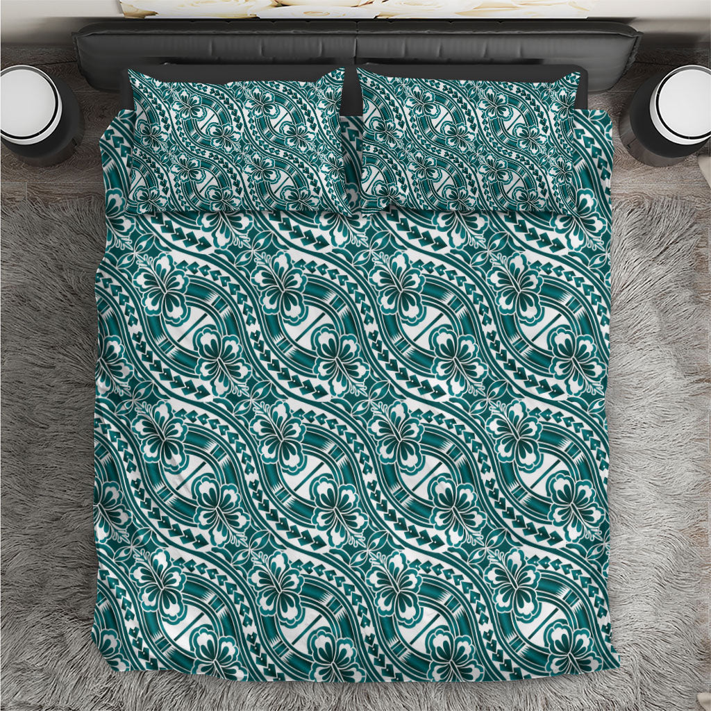 Hibiscus Bloom Island Tribal Waves Bedding Set Teal Polynesian Pattern LT01 Teal - Polynesian Pride