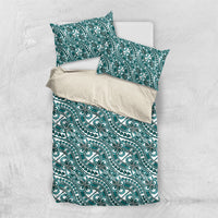 Hibiscus Bloom Island Tribal Waves Bedding Set Teal Polynesian Pattern LT01 US Twin 172cm x 218cm Teal - Polynesian Pride