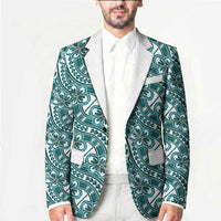Hibiscus Bloom Island Tribal Waves Blazer Teal Polynesian Pattern LT01 - Polynesian Pride