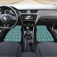 Hibiscus Bloom Island Tribal Waves Car Mats Teal Polynesian Pattern LT01 Set 2pcs - Front Teal - Polynesian Pride