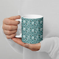 Hibiscus Bloom Island Tribal Waves Ceramic Mug Teal Polynesian Pattern LT01 - Polynesian Pride