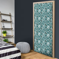 Hibiscus Bloom Island Tribal Waves Door Cover Teal Polynesian Pattern LT01 - Polynesian Pride