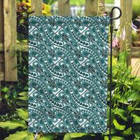 Hibiscus Bloom Island Tribal Waves Garden Flag Teal Polynesian Pattern LT01 Garden Flag Teal - Polynesian Pride