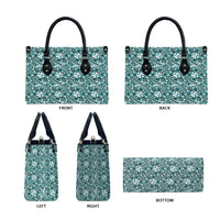 Hibiscus Bloom Island Tribal Waves Leather Bag Teal Polynesian Pattern LT01 - Polynesian Pride