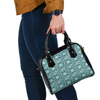 Hibiscus Bloom Island Tribal Waves Shoulder Handbag Teal Polynesian Pattern LT01 - Polynesian Pride