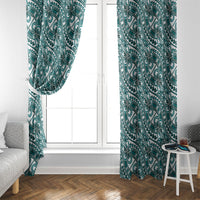 Hibiscus Bloom Island Tribal Waves Window Curtain Teal Polynesian Pattern LT01 - Polynesian Pride